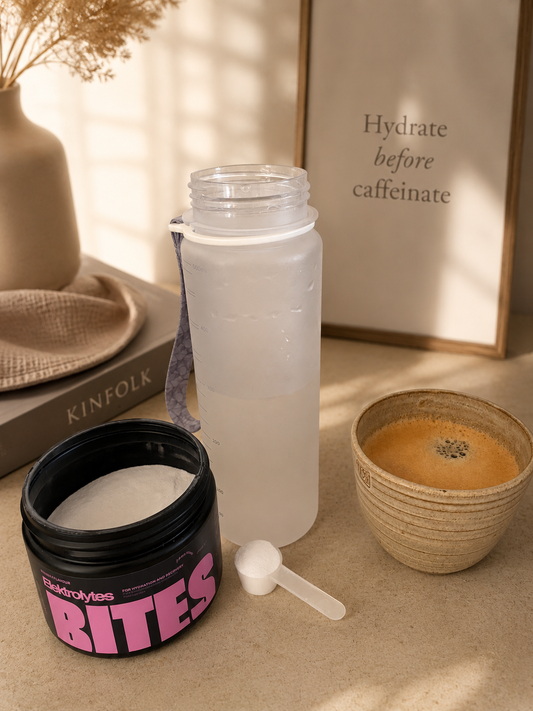 Hydrate before caffeinate Bites Vitamins 